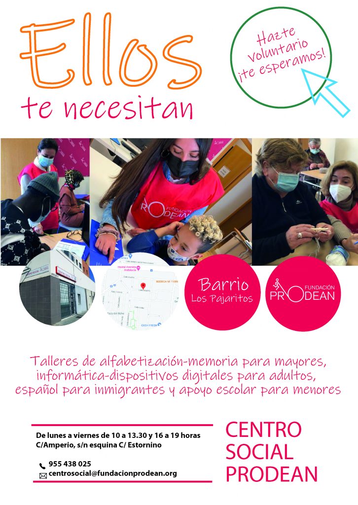 Fundación Prodean busca voluntarios para su centro social en Los Pajaritos